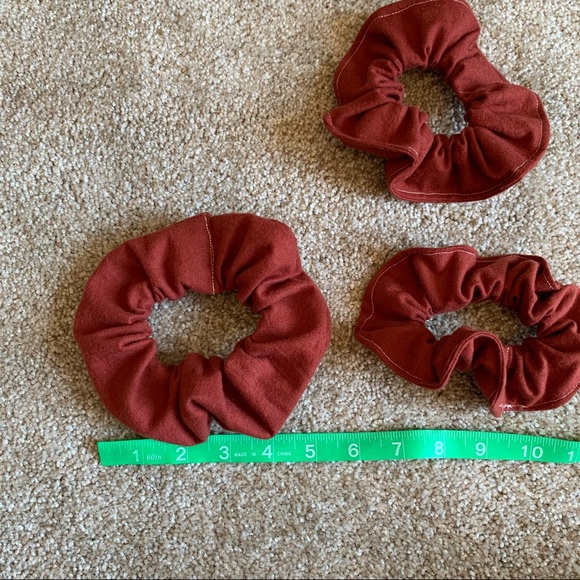 Handmade Rust Color Scrunchies (Set of 3) - Picture 3 of 5